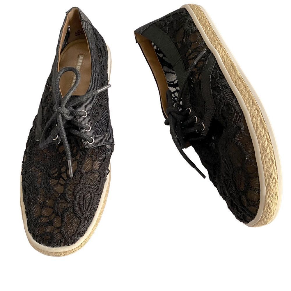 Aerosoles Black Lace Mesh Sneakers Size 6.5 M